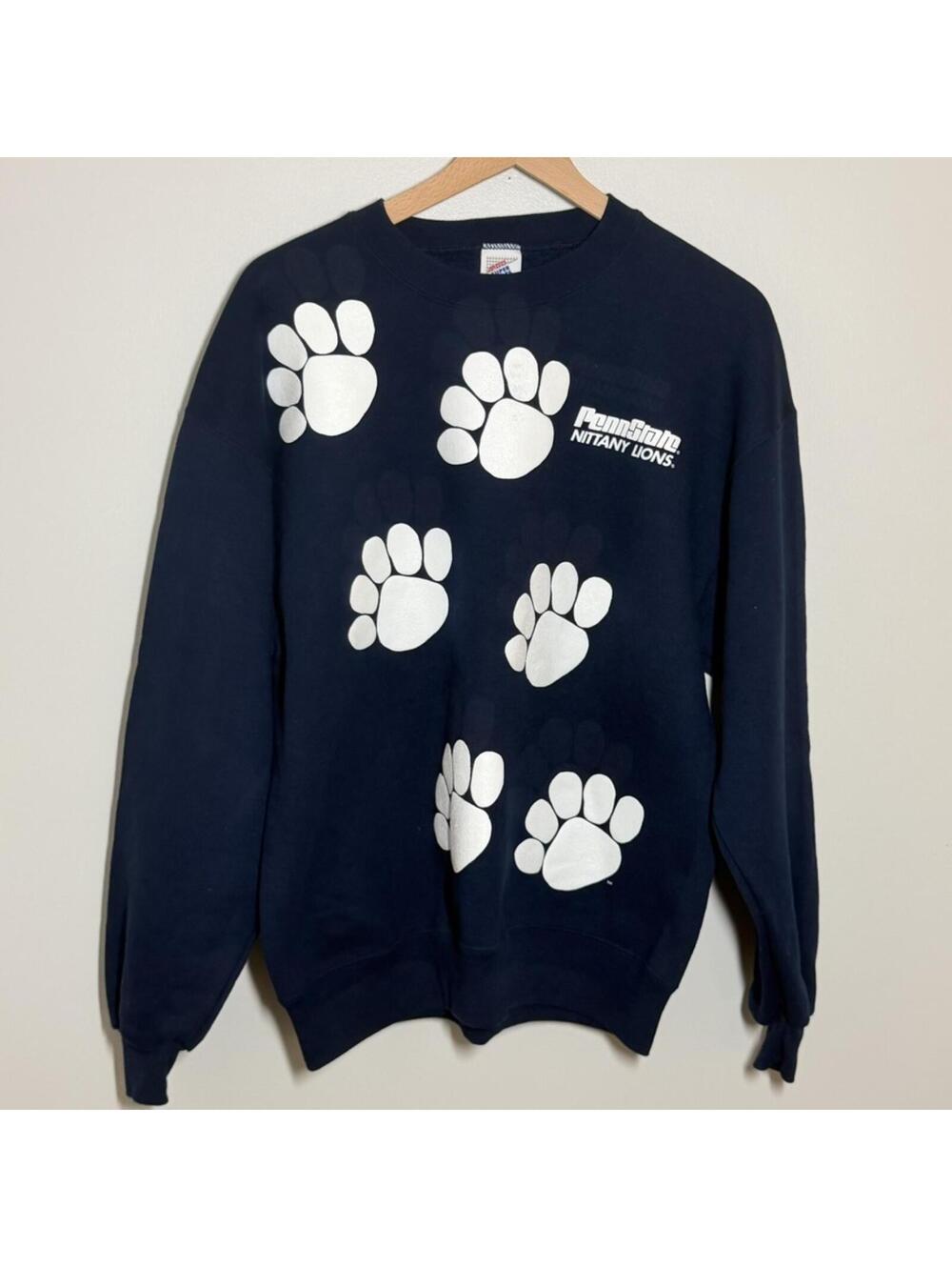 Vintage Penn State Nittany Lions Paw Print Crewneck Sweatshirt USA Made Large